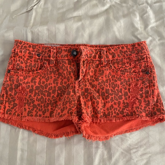 Pants - Orange leopard shorts punk rocker